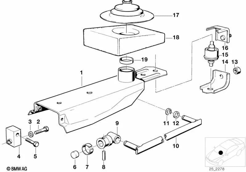 Straight shift rod for BMW 5 Series E12, E34, 6 Series E24 (OEM 25111204438). Original BMW