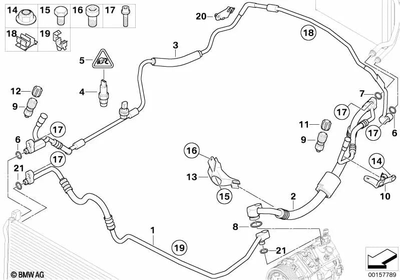 Tubería de succión del compresor del evaporador para BMW E90, E91, E92, E93 (OEM 64536929811). Original BMW.