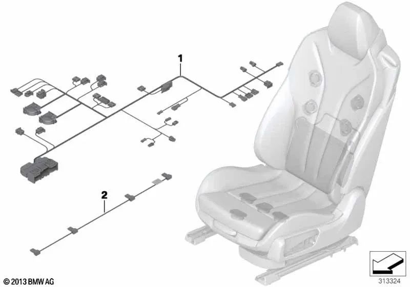 Cableado Asiento Derecho para BMW Serie 6 F06, F12, F13 (OEM 61129352145). Original BMW.