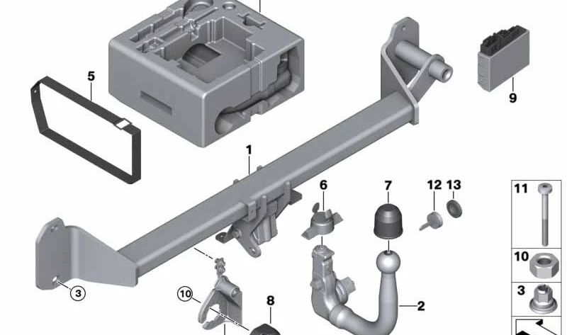 Enganche de remolque con bola desmontable para BMW X1 F48, F48N (OEM 51129464289). Original BMW.