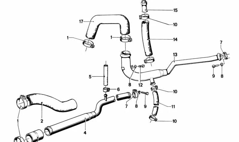 Hose for BMW 5 Series E12 (OEM 11531254681). Original BMW