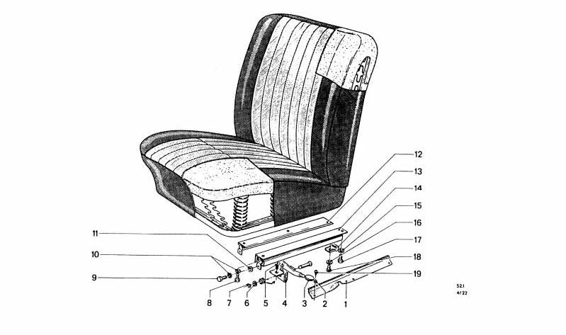 Lane de siège intérieur OEM 52101801459 pour BMW E12, E21, E30. BMW d'origine.