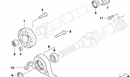 Soporte central del eje cardán OEM 26123413997 para BMW X3 (E83). Original BMW.