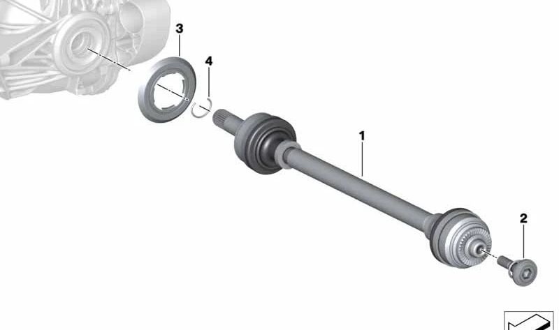 Eje de transmisión trasero derecho para BMW Serie 3 G20, Serie 4 G23, Z4 G29 (OEM 33205A74AC8). Original BMW