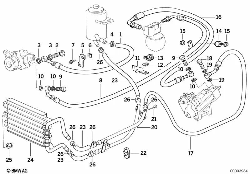 Return pipe for BMW Series 8 E31 (OEM 32411140117). Genuine BMW