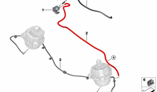 Tubo de vacío para soporte motor OEM 22128591883 para BMW (G30, G31, G11, G12, G05, G06, G07). Original BMW.