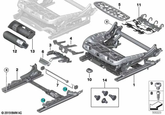 Right electric partial frame for BMW 5 Series F07, F10, F11, F18, 7 Series F01N, F02N, X5 F15, X6 F16 (OEM 52107299668). Original BMW.