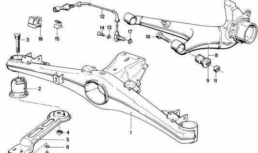 Suporte traseiro para BMW E28 (OEM 33311126009). BMW original.