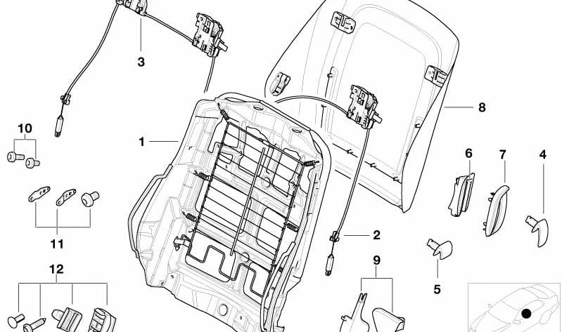 Juego de molduras derecha para BMW E46 (OEM 52108260848). Original BMW