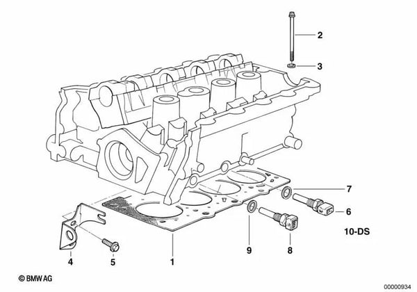 Juego de juntas para la culata sin amianto para BMW Serie 3 E30, E36 (OEM 11129063333). Original BMW.