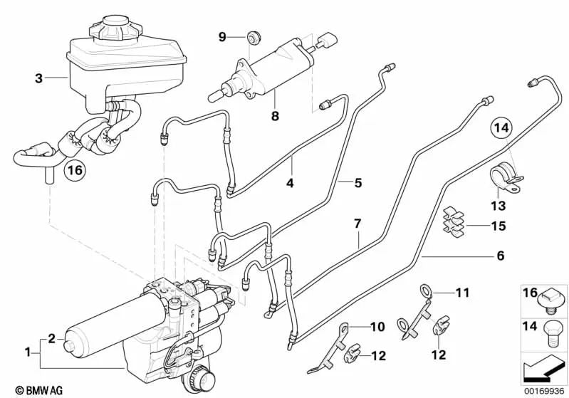 Acumulador de Presión para BMW Serie 3 E46 (OEM 21532229716). Original BMW.