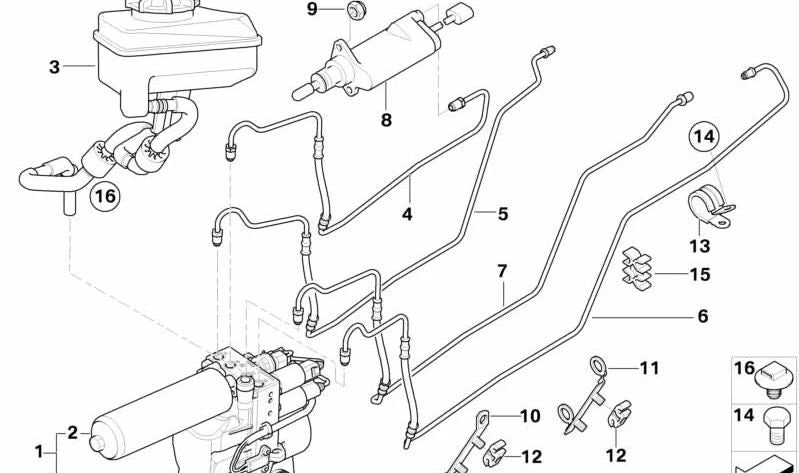 Hydroagregado con Acumulador de Presión para BMW Serie 3 E46 (OEM 21532229715). Original BMW