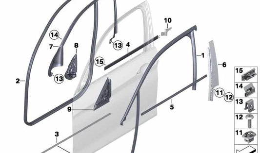 Guía de Ventana Puerta Delantera Derecha para BMW F20N (OEM 51337376386). Original BMW