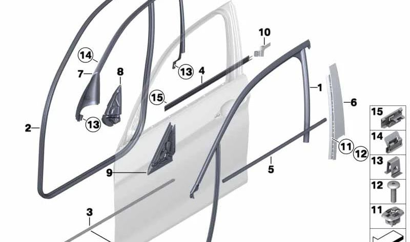 Sellado Embellecedor Pilar B Derecho para BMW Serie 1 F20, F20N (OEM 51337240852). Original BMW