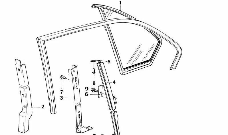 Guía de deslizamiento izquierda para BMW Serie 5 E12, E28 (OEM 51341809975). Original BMW