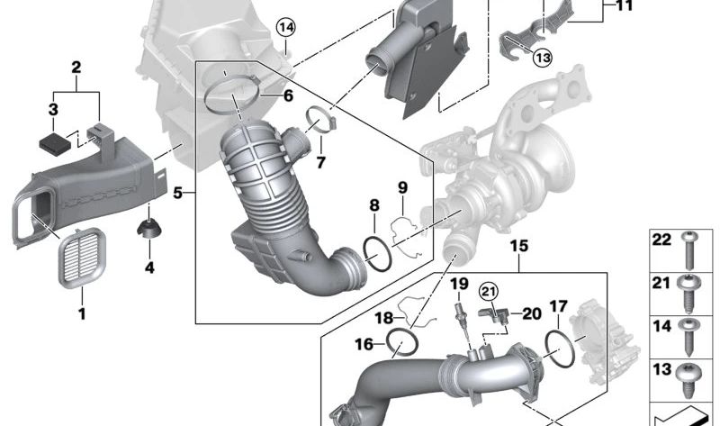 Conducto de aire de admisión OEM 13719455373 para BMW G20, G21, G22, G23, G26, G05, G18, G06, G07. Original BMW