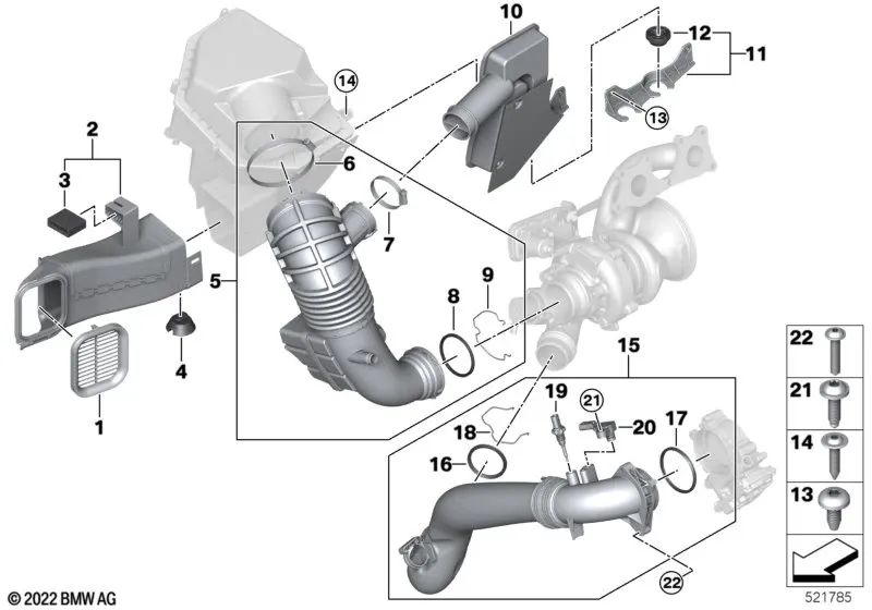 Rejilla de admisión para BMW X3 F97, G01, G08, X4 F98, G02, X5 G05, G18, X6 G06 (OEM 13718635091). Original BMW