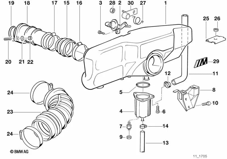 Tank ventilation valve support for BMW 5 Series E34 (OEM 11611311739). Genuine BMW