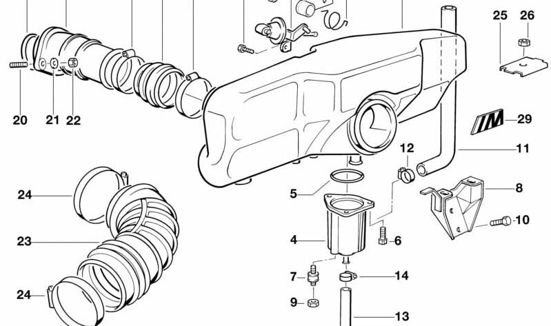 Funnel for BMW Series 5 E34 (OEM 13541312813). Genuine BMW.