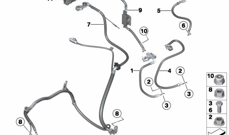 Cable de batería negativo IBS para BMW E82, E88, Z4 E89, MINI R56 (OEM 61127616199). Original BMW