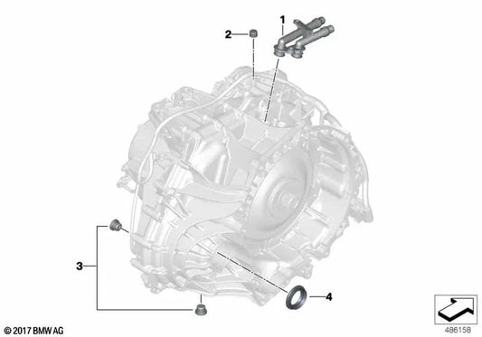 Conexión de refrigerante para BMW F40, F52, F44, F45N, F46N, F48, F49N, X2 F39, MINI F54, F54N, F55, F55N, F56, F56N, F57, F57N, F60 (OEM 28008689821). Original BMW.