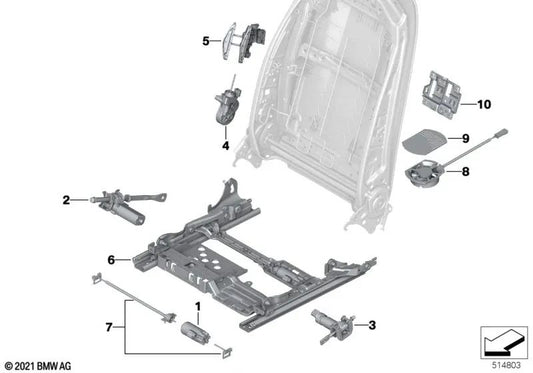 Accionamiento ajuste del ancho del respaldo derecho para BMW Serie 5 F10, I20 (OEM 52107848686). Original BMW.