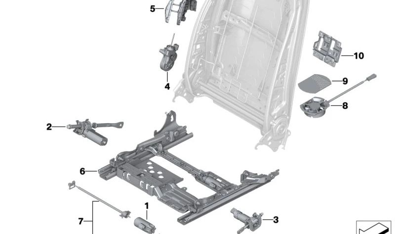 Mecanismo de ajuste del ancho del respaldo izquierdo para BMW F10, I20 (OEM 52107848685). Original BMW