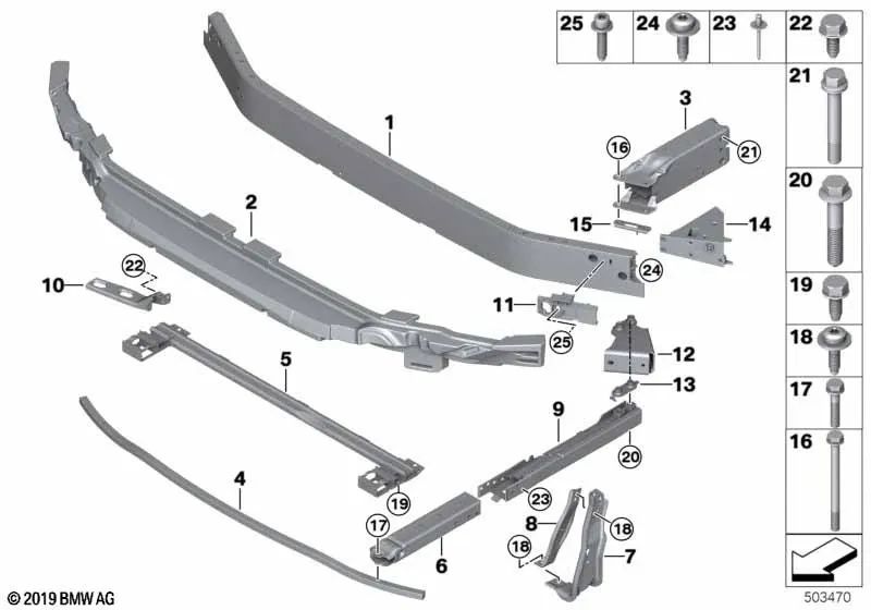 Amortiguador superior para BMW F48N (OEM 51118075902). Original BMW