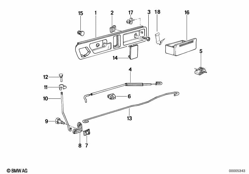 Left interior handle for BMW 5 Series E34 (OEM 51228137387). Original BMW.