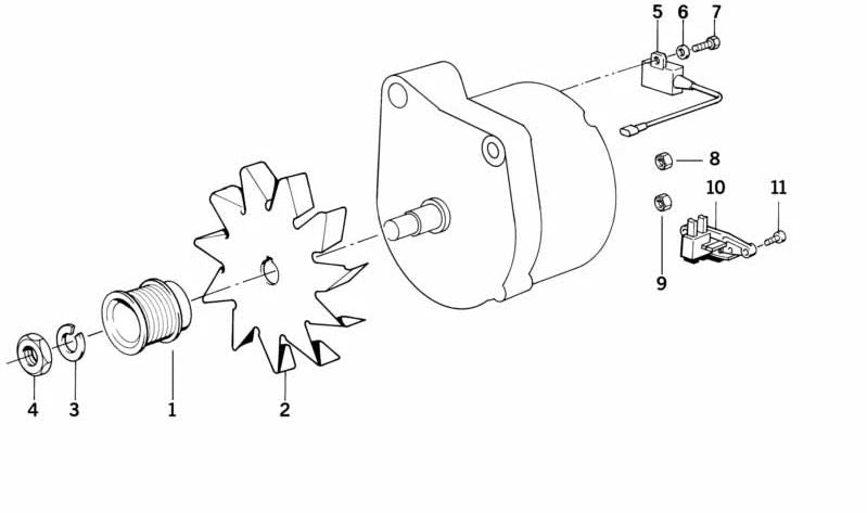 Polea del generador para BMW E32, E31 (OEM 12311720368). Original BMW.