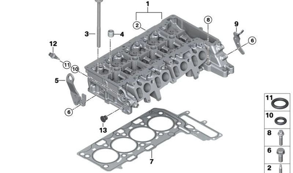 Junta de Culata para BMW F20N, F21N, F22, F23, F45, F46, F30, F31, F34, F32, F33, F36, F10N, F11N, G30, G31, G11, G12, F48, F39, F25, G01, F26, G02, F15, Mini F54, F55, F56, F57, F60 (OEM 11128513701). Original BMW.