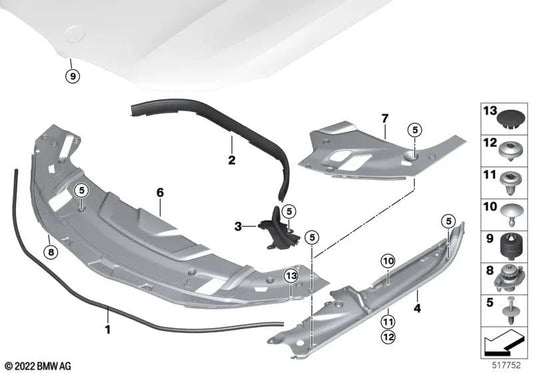 Linke vordere Deckeldichtung für BMW G32, G32N (OEM 51767371479). Original BMW.