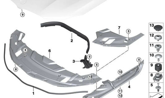 Sellado de pared lateral derecha para BMW G12N (OEM 51767998474). Original BMW