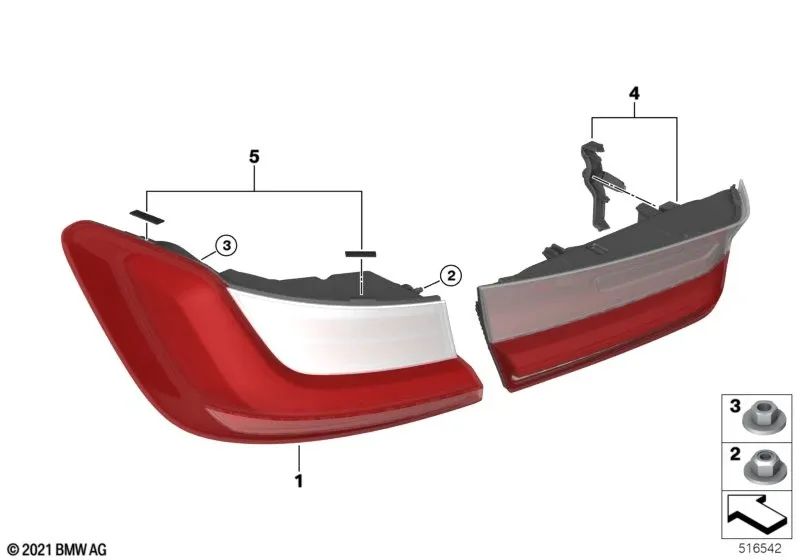 Luz Trasera Puerta Trasera Derecha para BMW Serie 3 G20, G20N, G21, G21N, G28, G80, G81 (OEM 63215A3BC62). Original BMW.