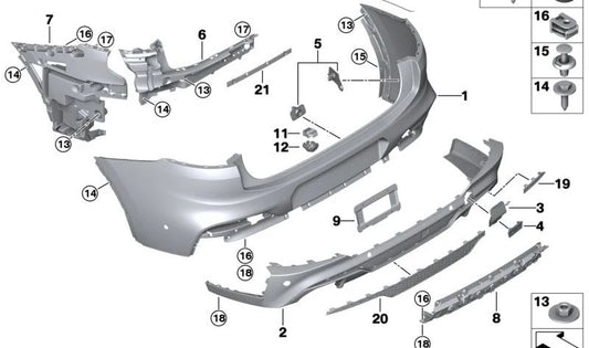 Rejilla para parachoques trasero izquierdo OEM 51128089505 para BMW G02 (X4). Original BMW.