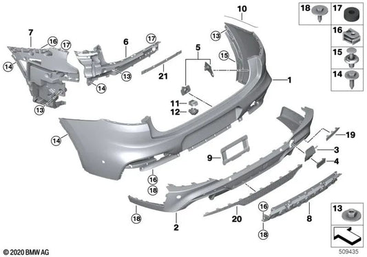 Rear lower bumper reinforcement for BMW X4 G02 (OEM 51128089582). Original BMW.