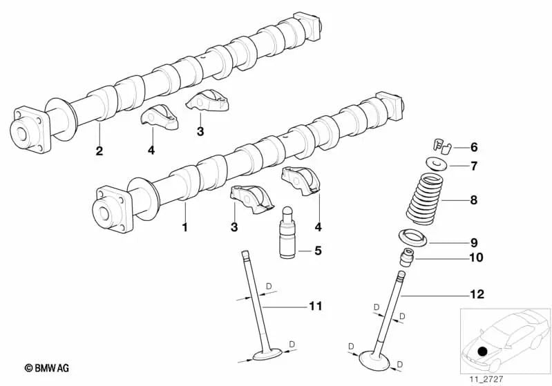 Kit di riparazione del giunto dello stelo della valvola per la serie BMW 3 E36 (OEM 11349065438). BMW originale