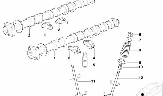 Árbol de Levas de Admisión para BMW Serie 3 E36 (OEM 11311247961). Original BMW.