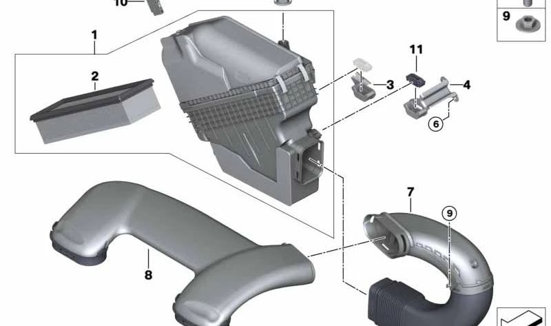 Intake air duct for BMW F15 (OEM 13718570131). Original BMW