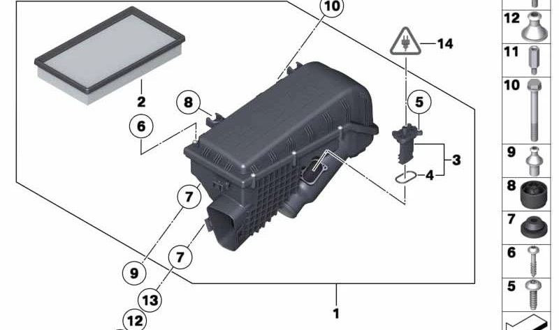 Linker Ansauggeräuschdämpfer für BMW F01, F02, G12 (OEM 13717566383). Original BMW