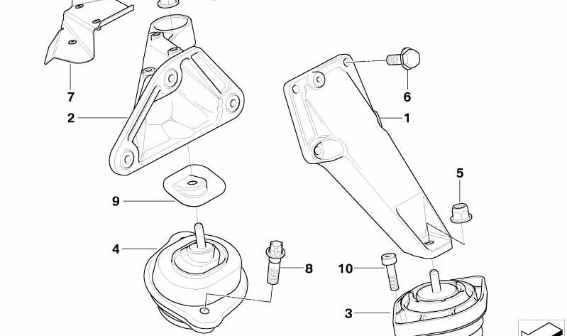 Linke Motorhalterung für BMW X3 E83 (OEM 22113421295). Original BMW