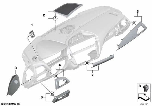 Glossy black blende for BMW 1 Series F20N, F21N 2 Series F22, F23 (OEM 51459353065). Original BMW.