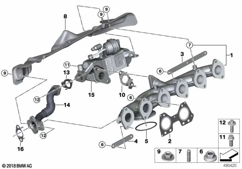 Junta Metálica para BMW F10N, F02N, F15 (OEM 11718574365). Original BMW