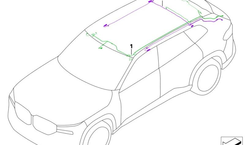 Roof Wiring for BMW X5 F95N, G05N (OEM 61125A59032). Original BMW.