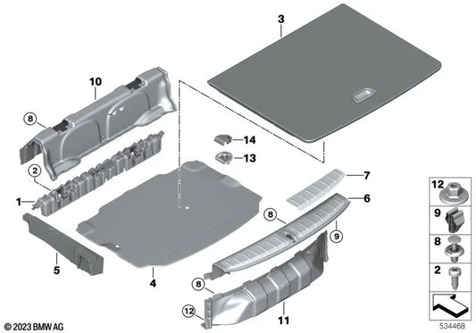 Revestimiento del maletero trasero para BMW F39 (OEM 51477423240). Original BMW