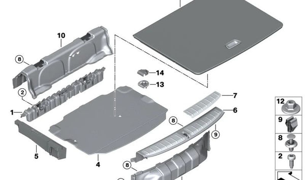 Revestimiento del Suelo del Maletero para BMW F39 (OEM 51477437335). Original BMW