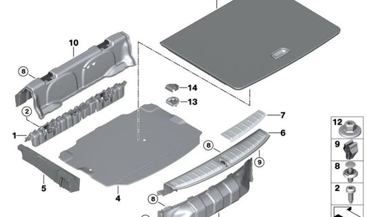 Flat head screw OEM 07119907139 for BMW F20, F21, F40, F52, F70, F22, F23, F44, F45, F46, U06, F30, F31, F34, F32, F33, F36, G30, G31, G38, G32, G32 , G11, G12, F48, F49, U11, U12, F39, U10, G01, G02, I20, F56, F57, F54, F60, U25. BMW original.