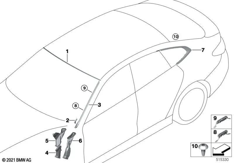 Cubierta superior del parabrisas para BMW Serie 4 G26 (OEM 51317933086). Original BMW.