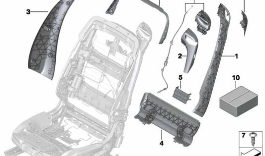 Left side backrest housing OEM 52107269679 for BMW (F06, F12, F13). Original BMW.