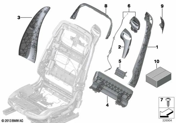 Blenda de recorte del mango izquierda para BMW Serie 6 F06, F12, F13 (OEM 52107301807). Original BMW